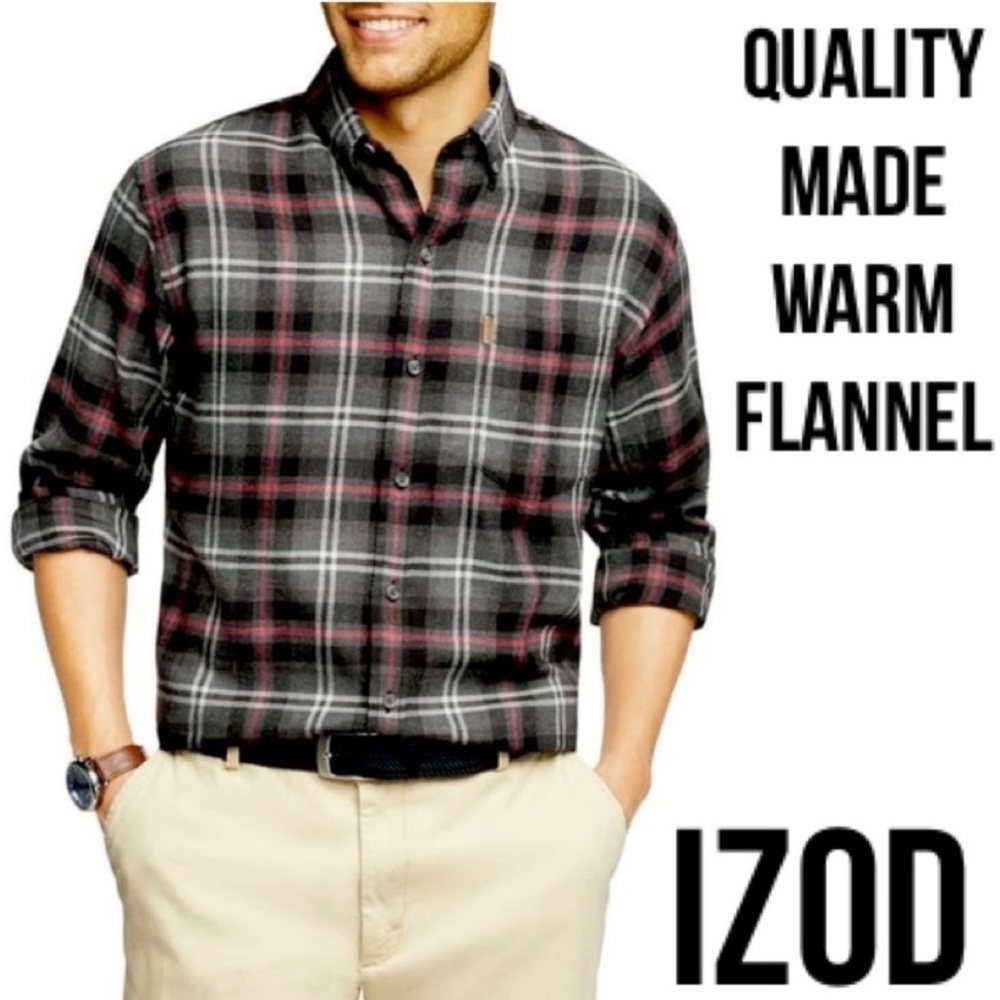 Izod Flannel Shirt Mens Casual Plaid Button Down Long Sleeve Collared Size 3XLT